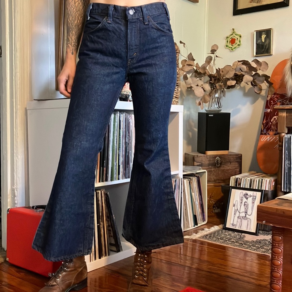 Vintage 1981 Orange Tab Levi's 684 Bell Bottoms Flare Dark Wash Jeans ~ 30 x 28